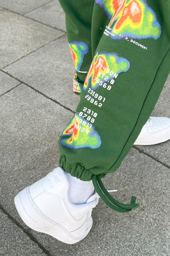 Thermal Butterfly Baskılı Yeşil Jogger Eşofman Altı