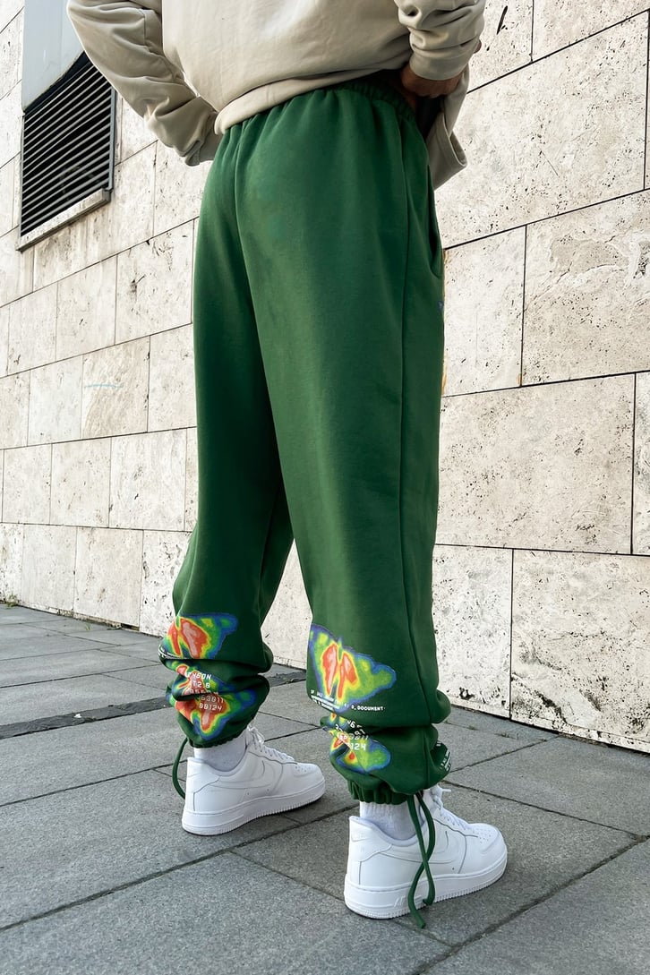 Thermal Butterfly Baskılı Yeşil Jogger Eşofman Altı