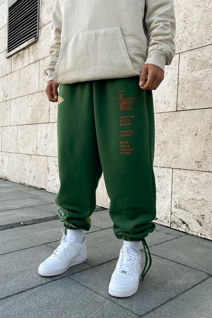 Thermal Butterfly Baskılı Yeşil Jogger Eşofman Altı