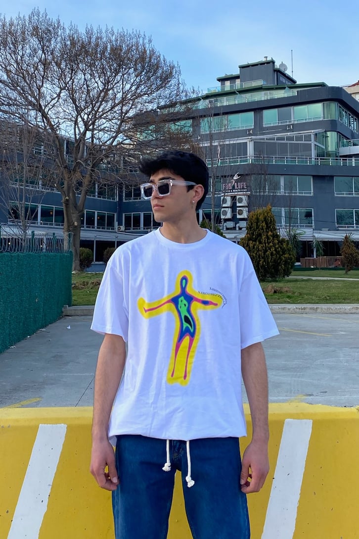 Thermal Camera Oversize Beyaz Tshirt