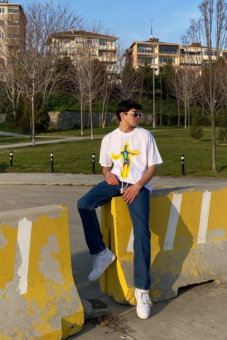 Thermal Camera Oversize Beyaz Tshirt