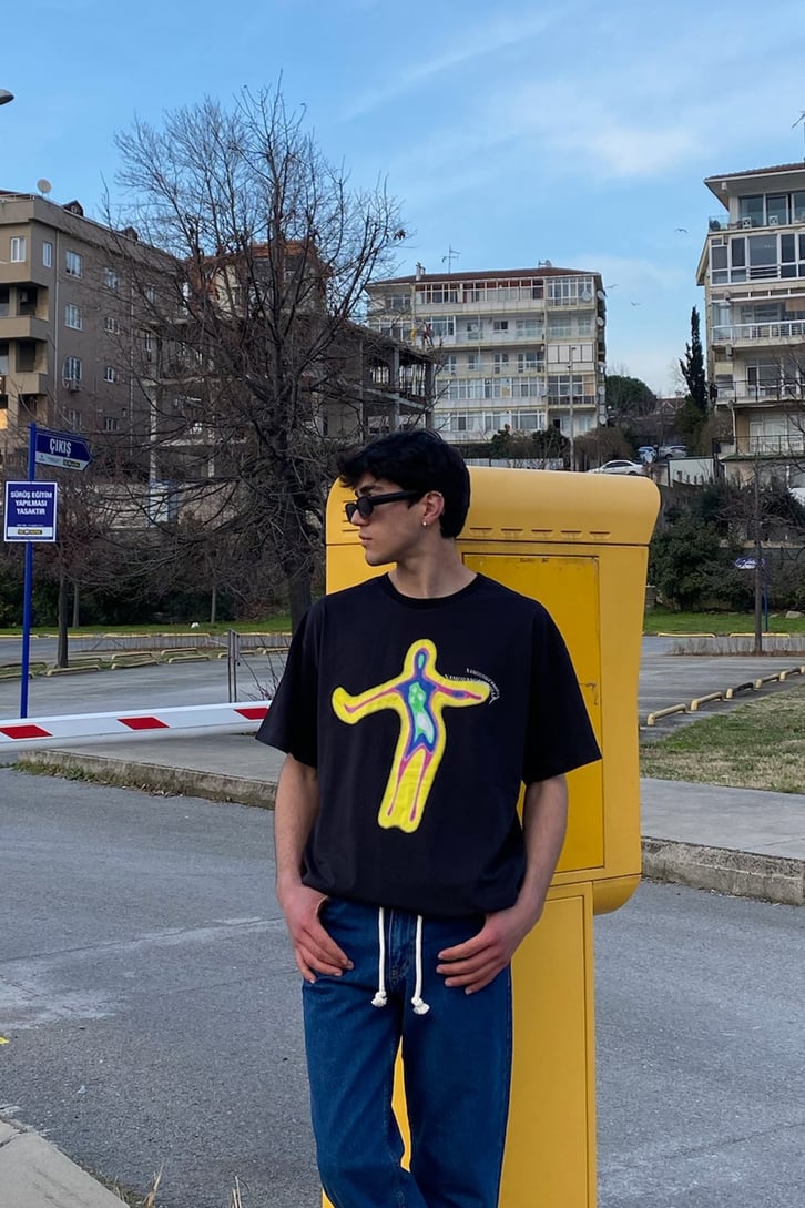 Thermal Camera Oversize Siyah Tshirt