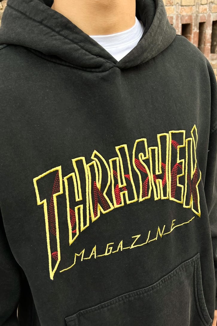 Thrasher Nakışlı Antrasit Oversize Hoodie