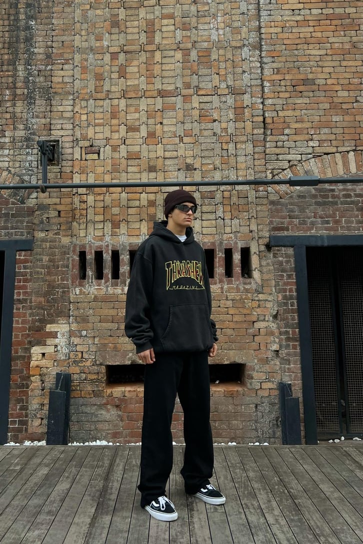Thrasher Nakışlı Antrasit Oversize Hoodie