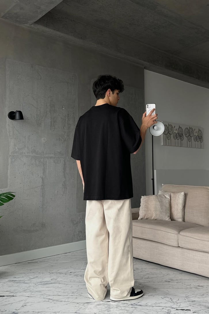 Thrasher Skateboard Siyah Oversize Tişört