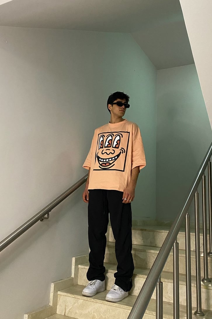 Three Eye Monster Salmon Oversize Tshirt