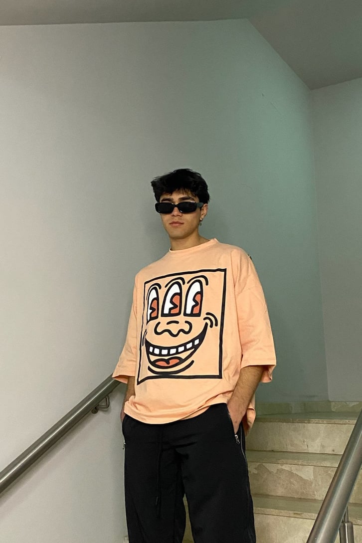 Three Eye Monster Salmon Oversize Tshirt