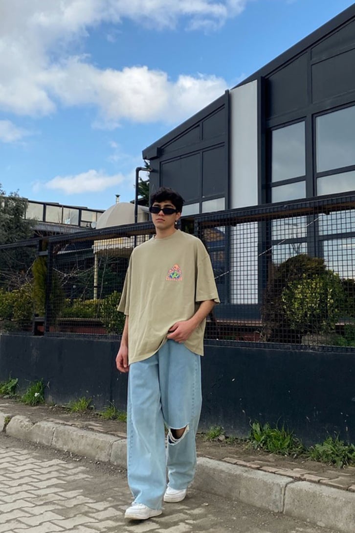 Three Mushroom Printed Oversize Tshirt