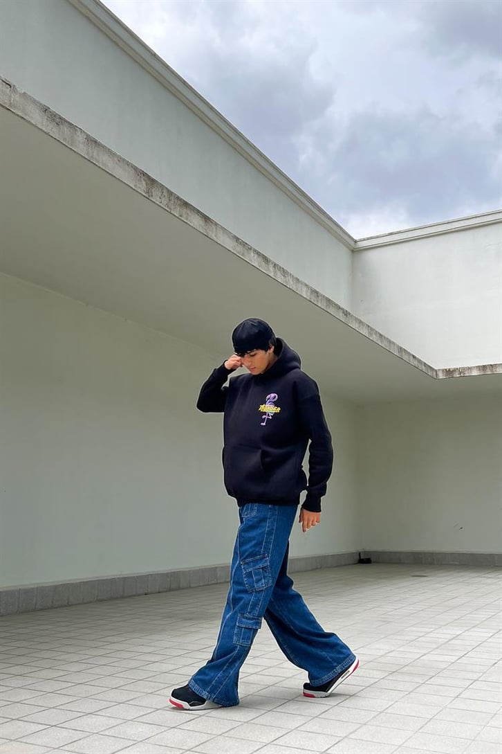 Thunder Bird Sırt Baskılı Siyah Oversize Hoodie