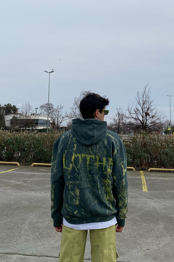 Tie-Dye Double Color Oversize Printed Hoodie
