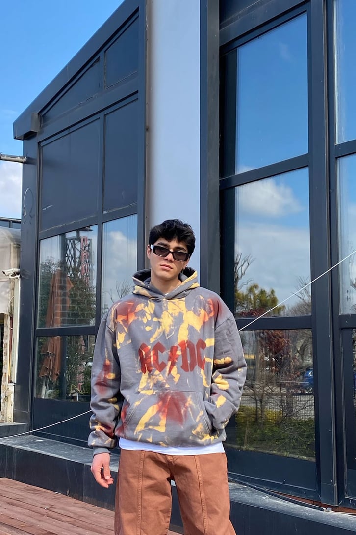 Tie-Dye Oversize Gray Hoodie