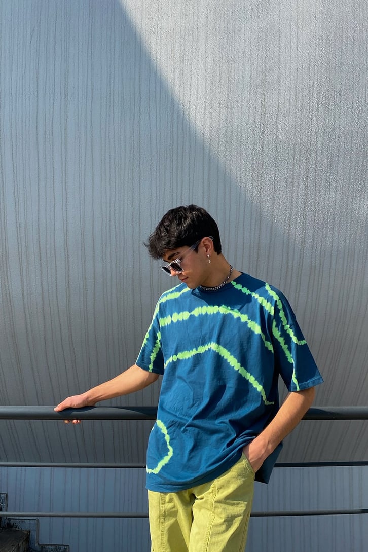 Tie-Dye Yıkamalı Double Color Oversize Tshirt