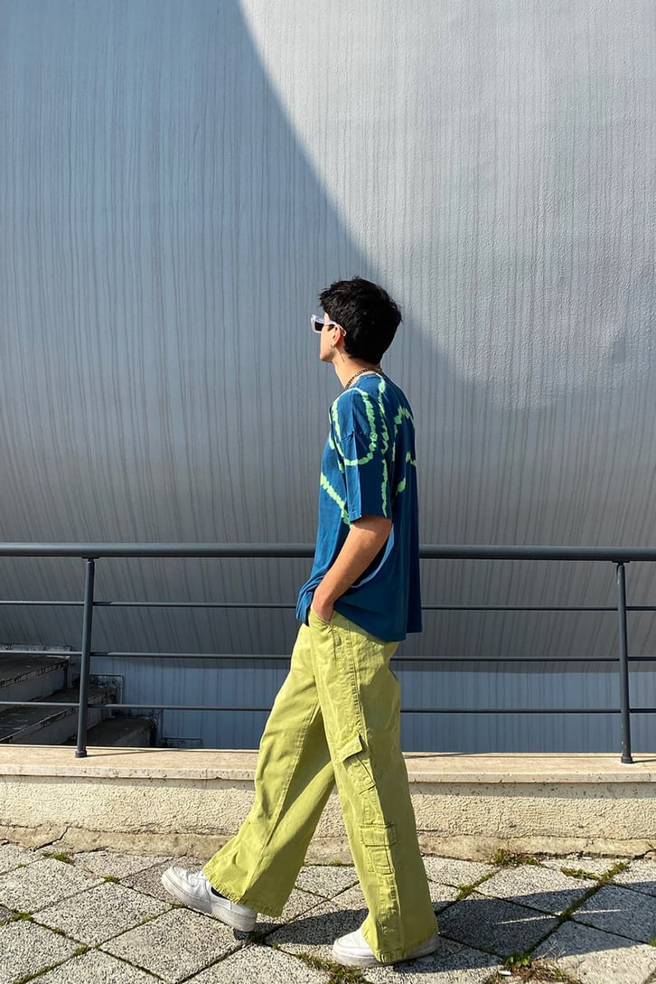 Tie-Dye Yıkamalı Double Color Oversize Tshirt