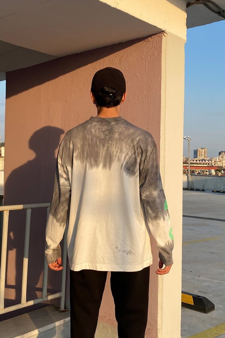 Tie-Dye Yıkamalı Oversize Longsleeve Tshirt