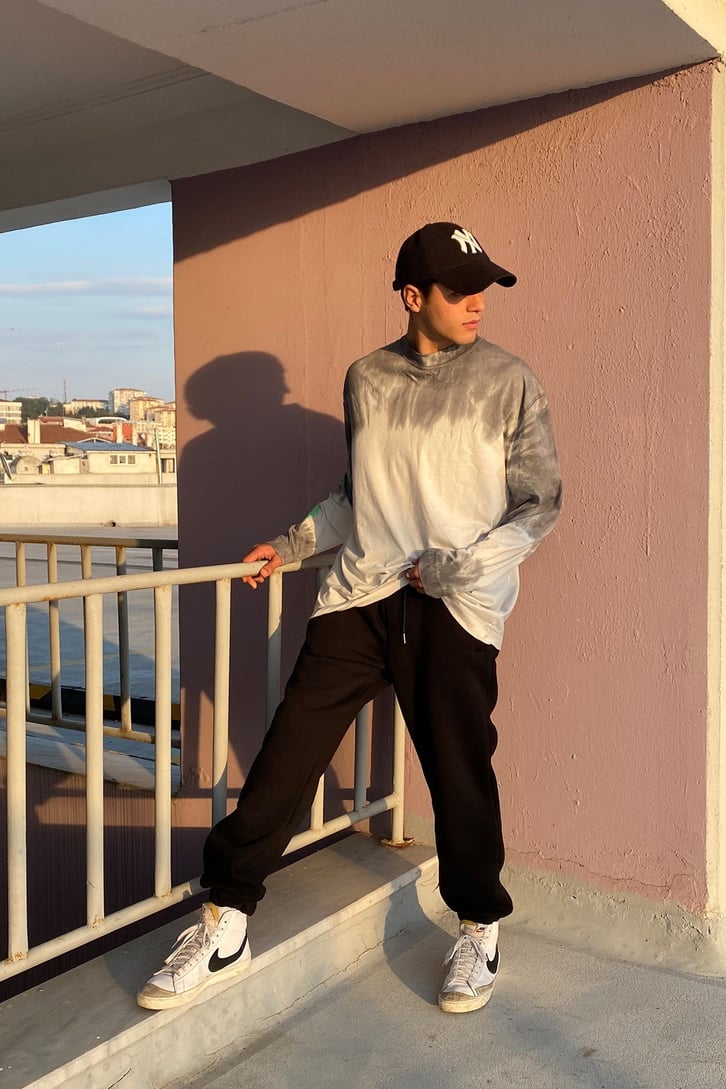 Tie-Dye Yıkamalı Oversize Longsleeve Tshirt