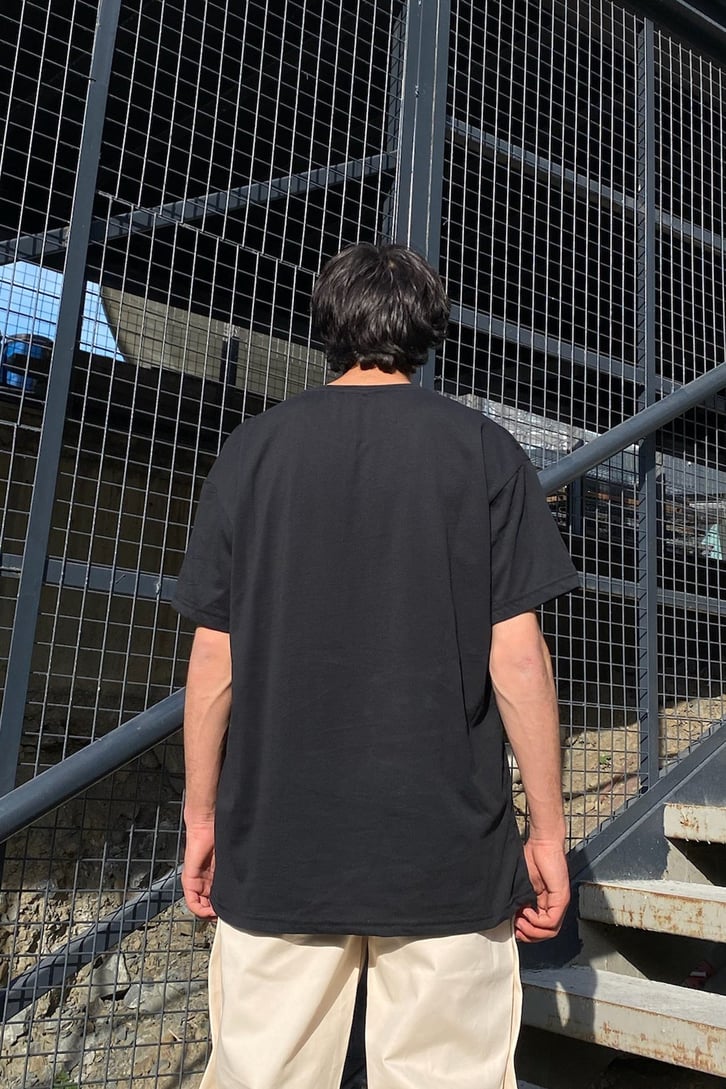 Tiger Statue Baskılı Siyah Oversize Tshirt