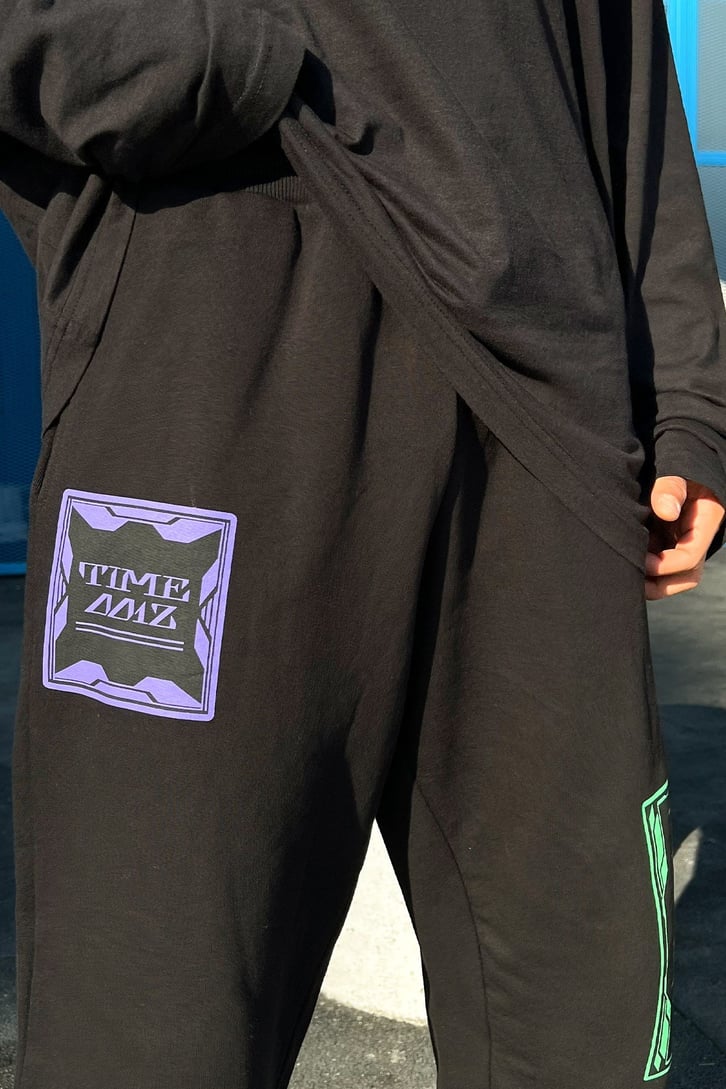 Time Over Baskılı Siyah Jogger Eşofman Altı