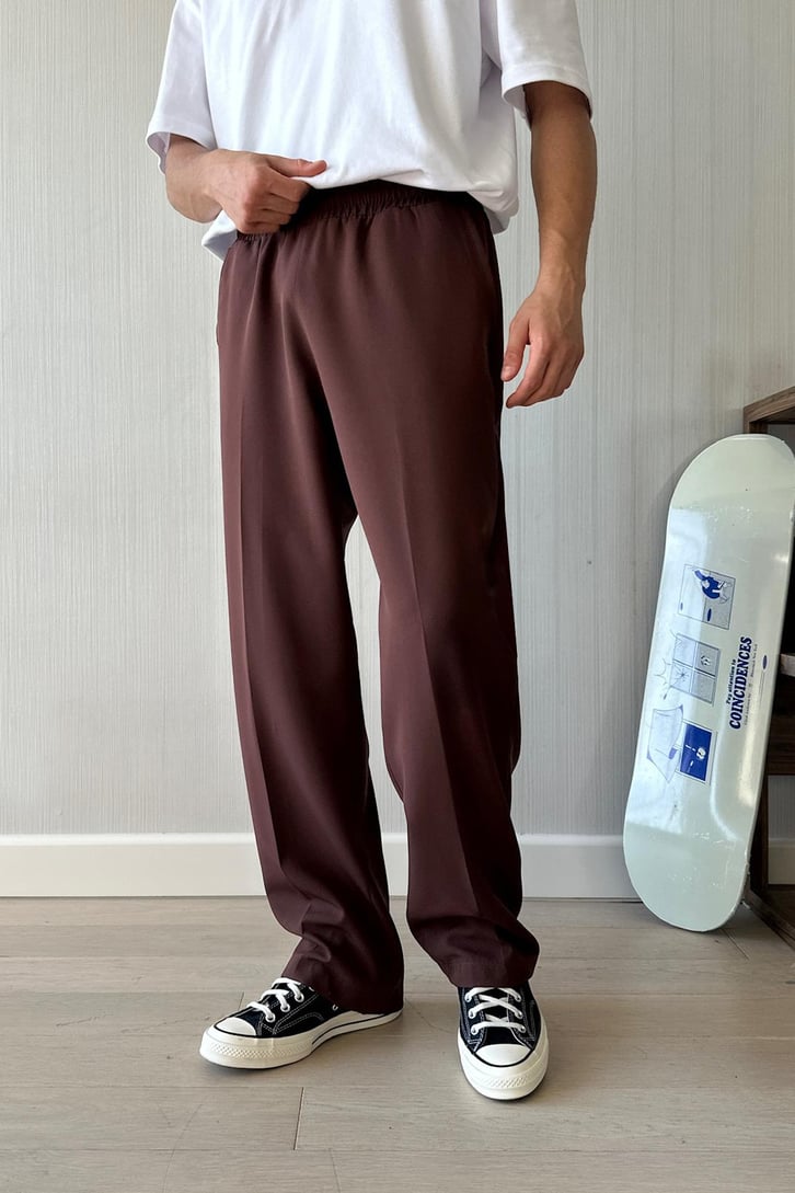 Timeless Bel Lastikli Kahverengi Kumaş Pantolon
