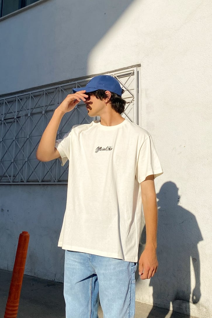 Timeless Nostalgia Baskılı Ekru Oversize Tshirt