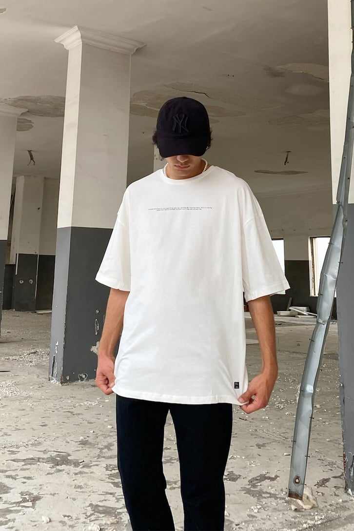 Tonight Butterfly Baskılı Beyaz Oversize Tshirt