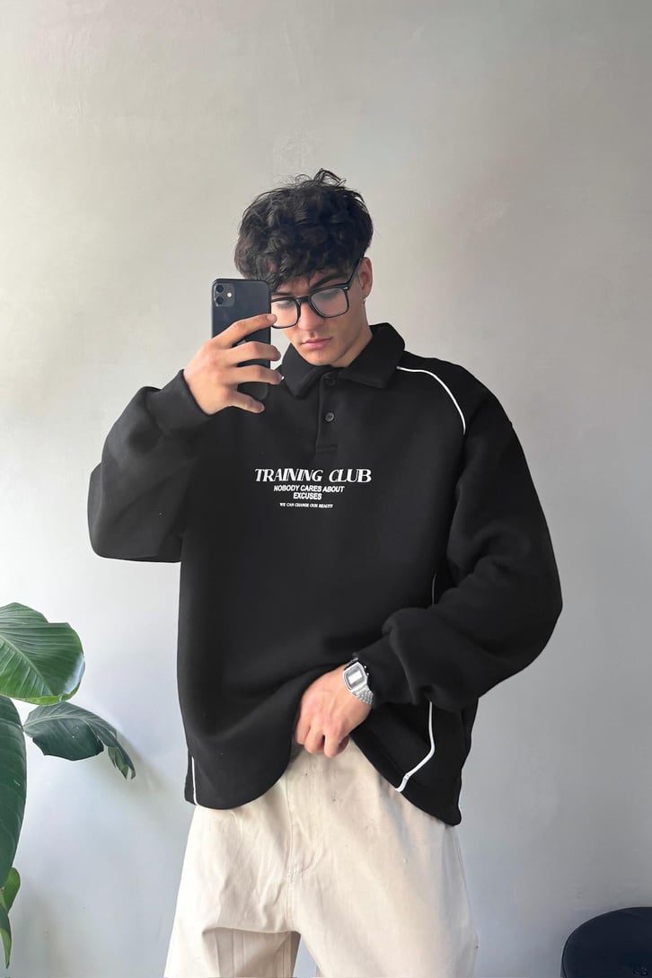 Tranıng Club Baskılı Polo Yaka Sweatshirt