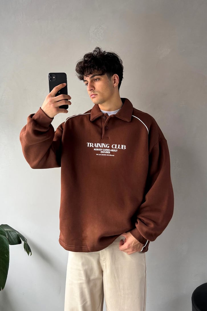Tranıng Club Baskılı Polo Yaka Sweatshirt