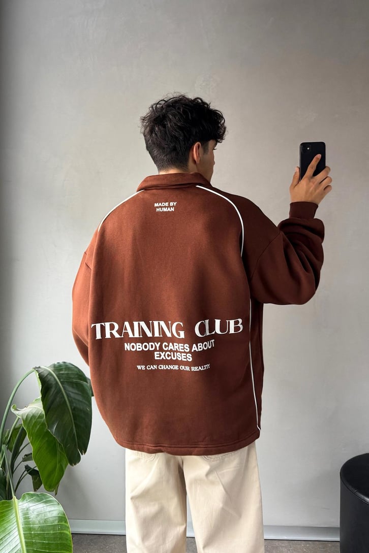 Tranıng Club Baskılı Polo Yaka Sweatshirt