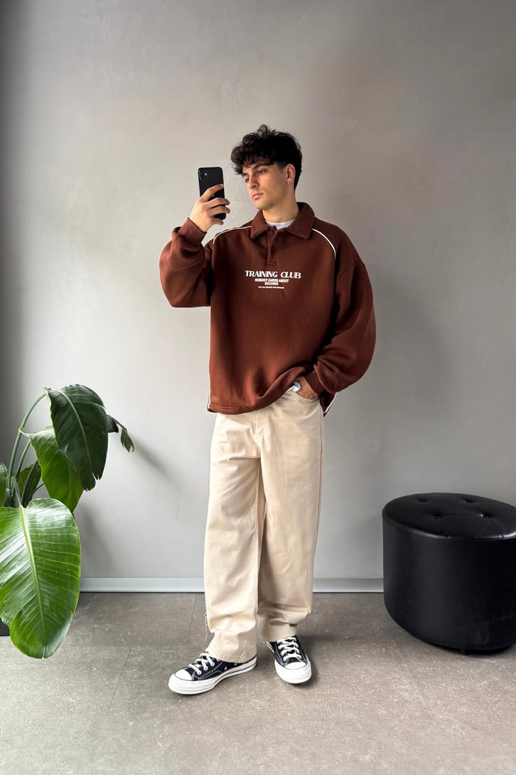 Tranıng Club Baskılı Polo Yaka Sweatshirt