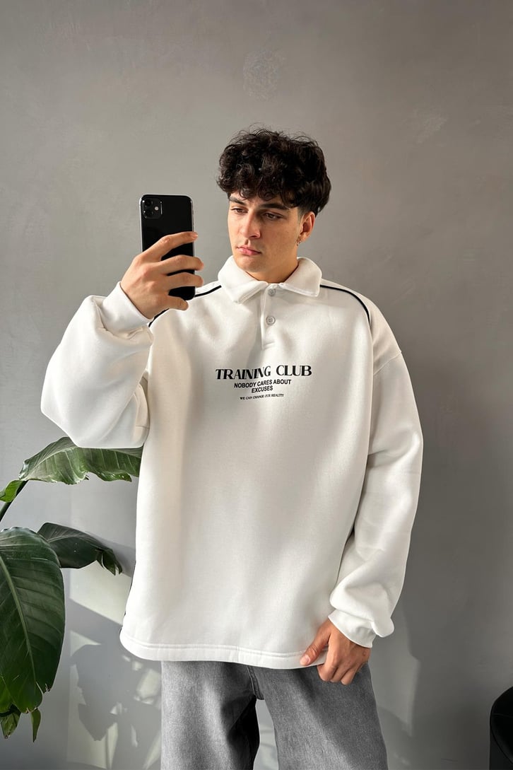 Tranıng Club Baskılı Polo Yaka Sweatshirt