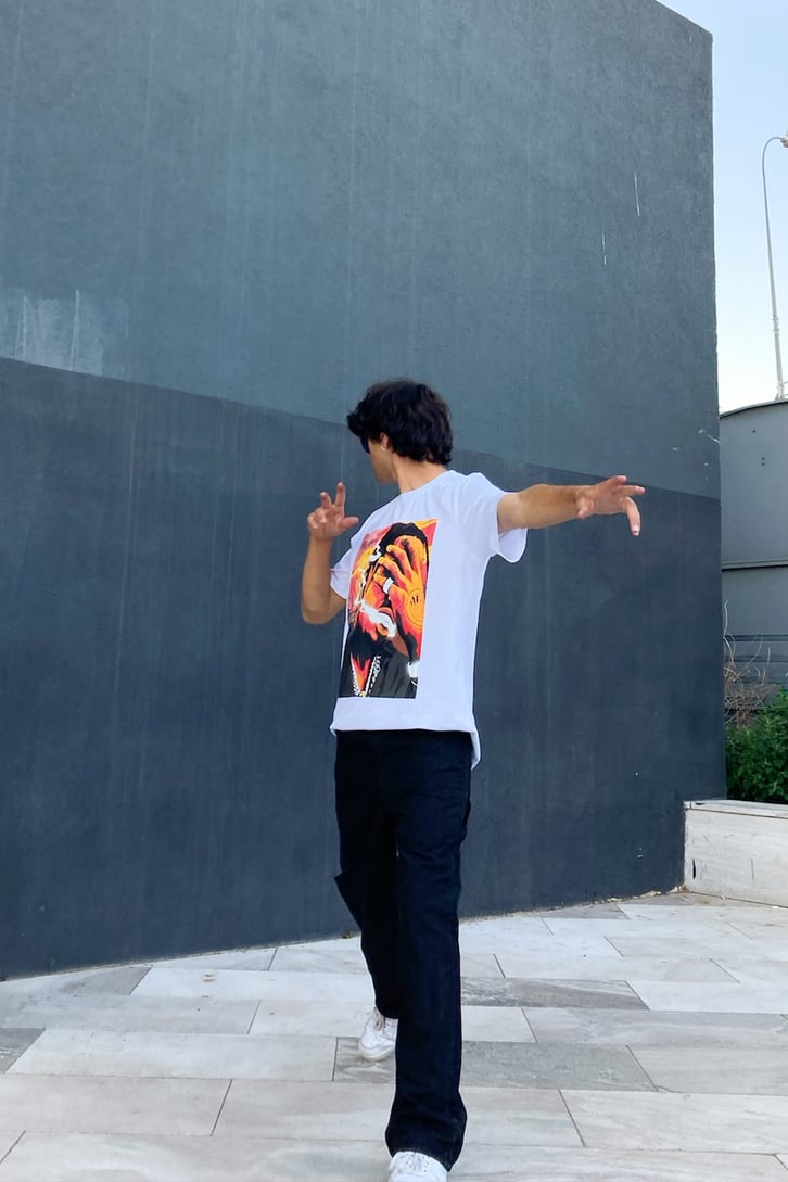Travis Scott Baskılı Beyaz Regular Fit Tshirt