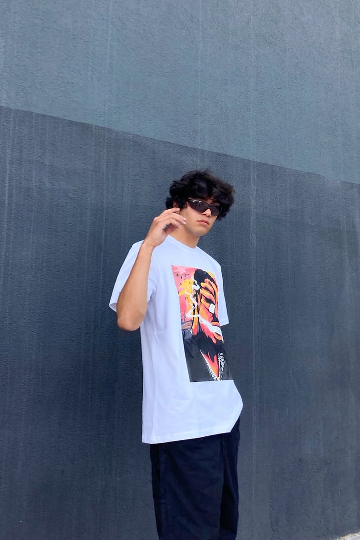 Travis Scott Baskılı Beyaz Regular Fit Tshirt