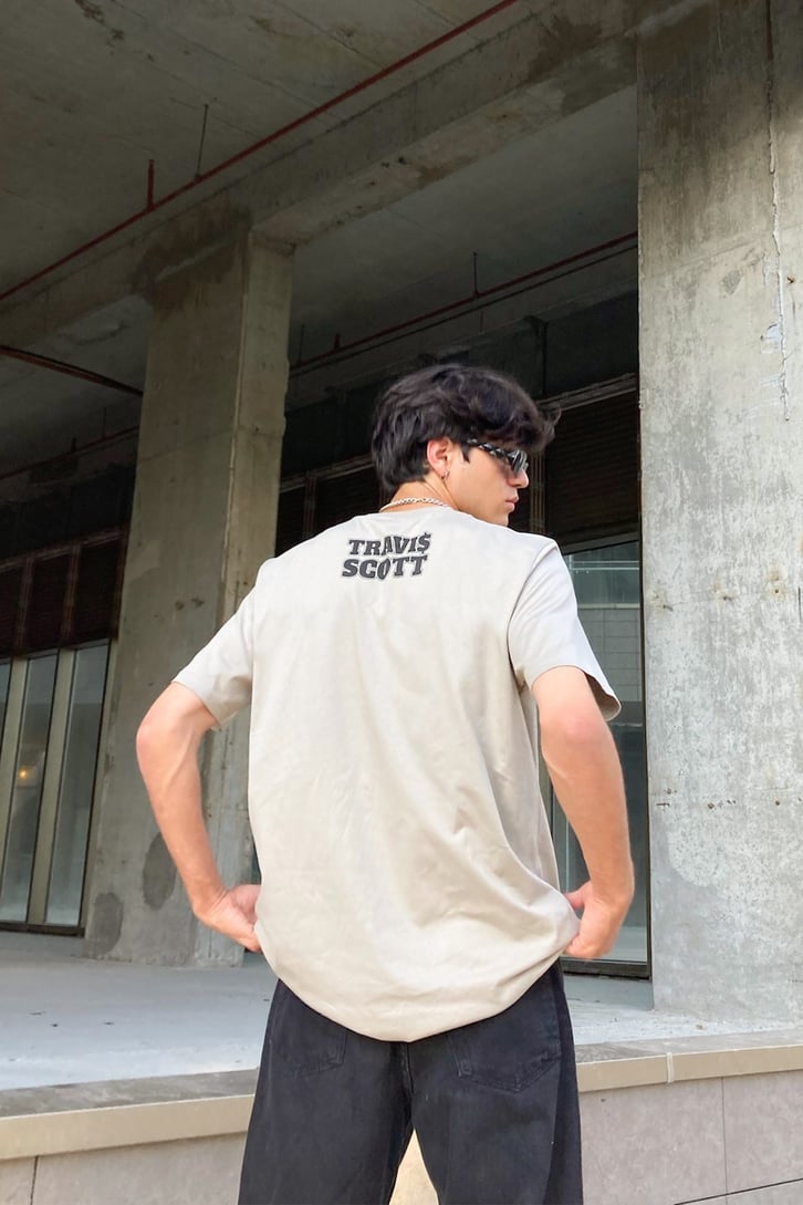 Travis Scott Baskılı Haki Regular Fit Tshirt