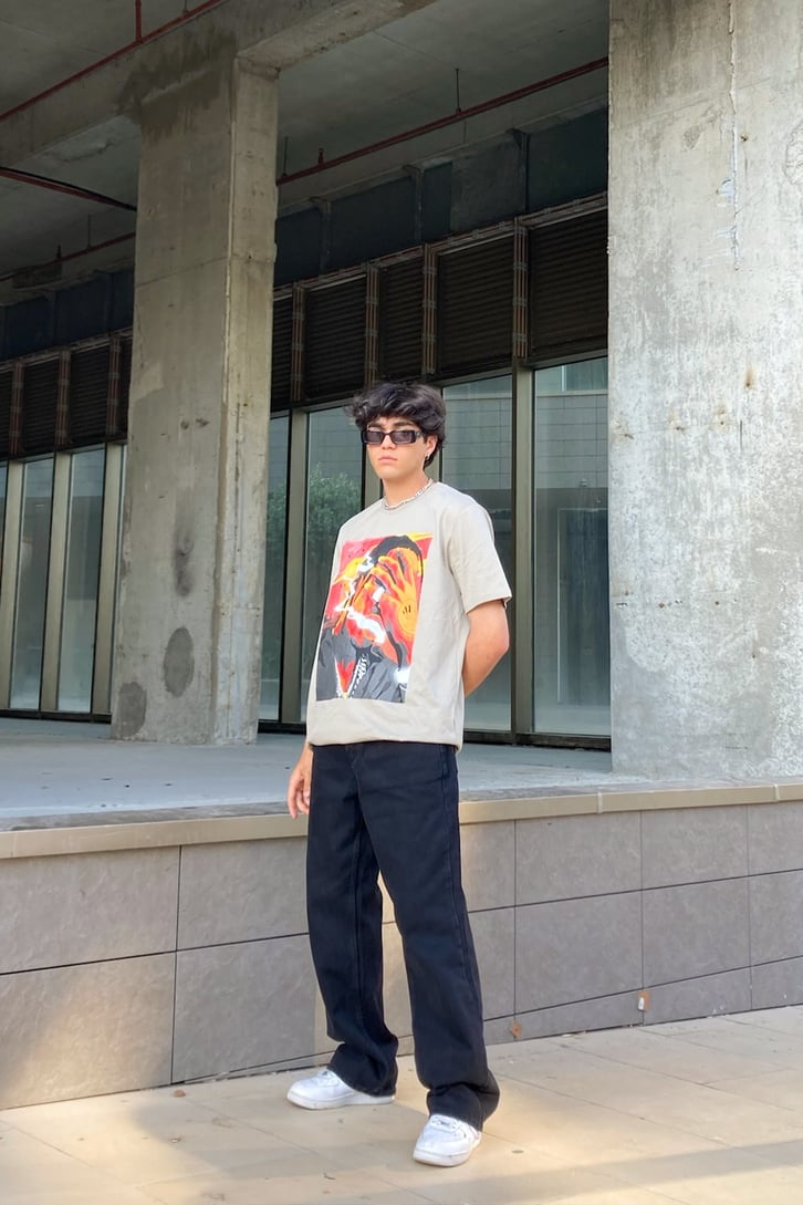 Travis Scott Baskılı Haki Regular Fit Tshirt