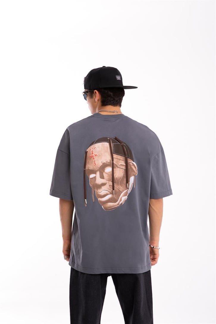 Travis Sırt Baskılı Bağcık Detay Oversize Tshirt
