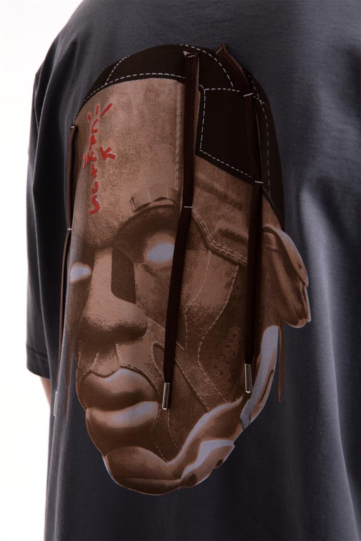 Travis Sırt Baskılı Bağcık Detay Oversize Tshirt