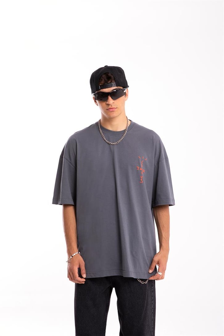 Travis Sırt Baskılı Bağcık Detay Oversize Tshirt