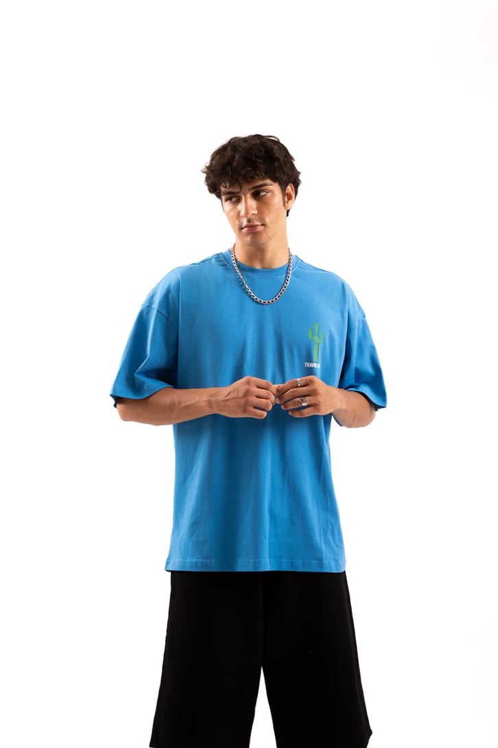 Travis Sırt Baskılı Siyah Oversize Tişört