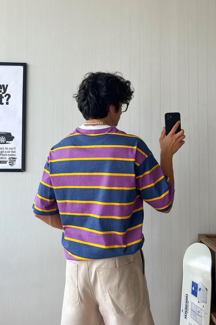Triple Color Nakışlı Oversize Tişört