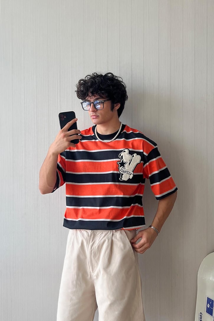 Triple Color Nakışlı Oversize Tişört