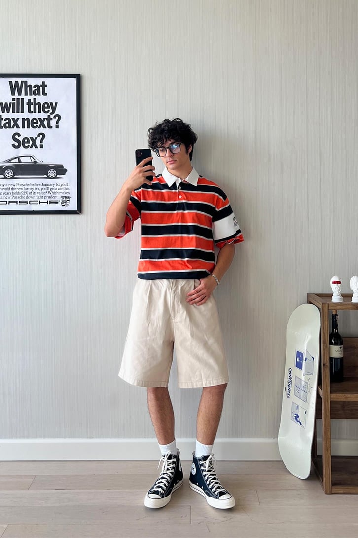 Triple Color Polo Yaka Oversize Tişört