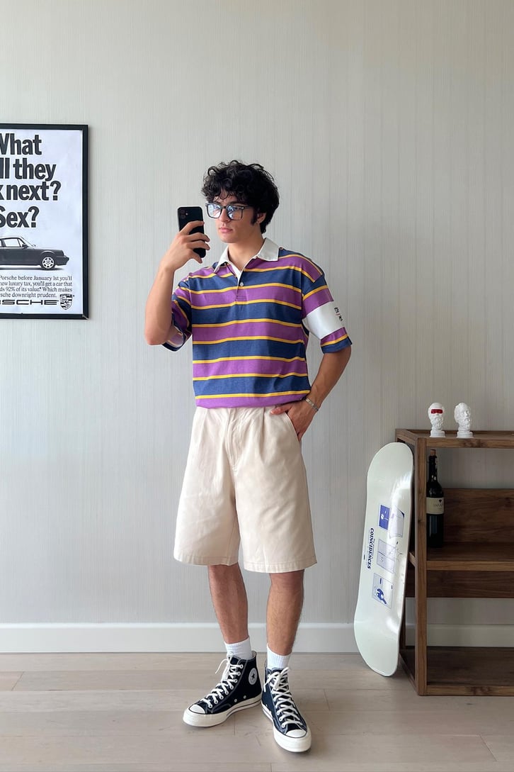 Triple Color Polo Yaka Oversize Tişört