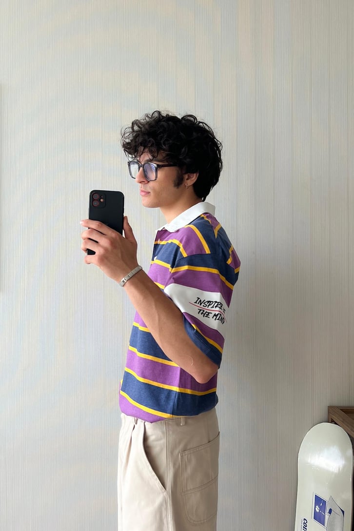 Triple Color Polo Yaka Oversize Tişört