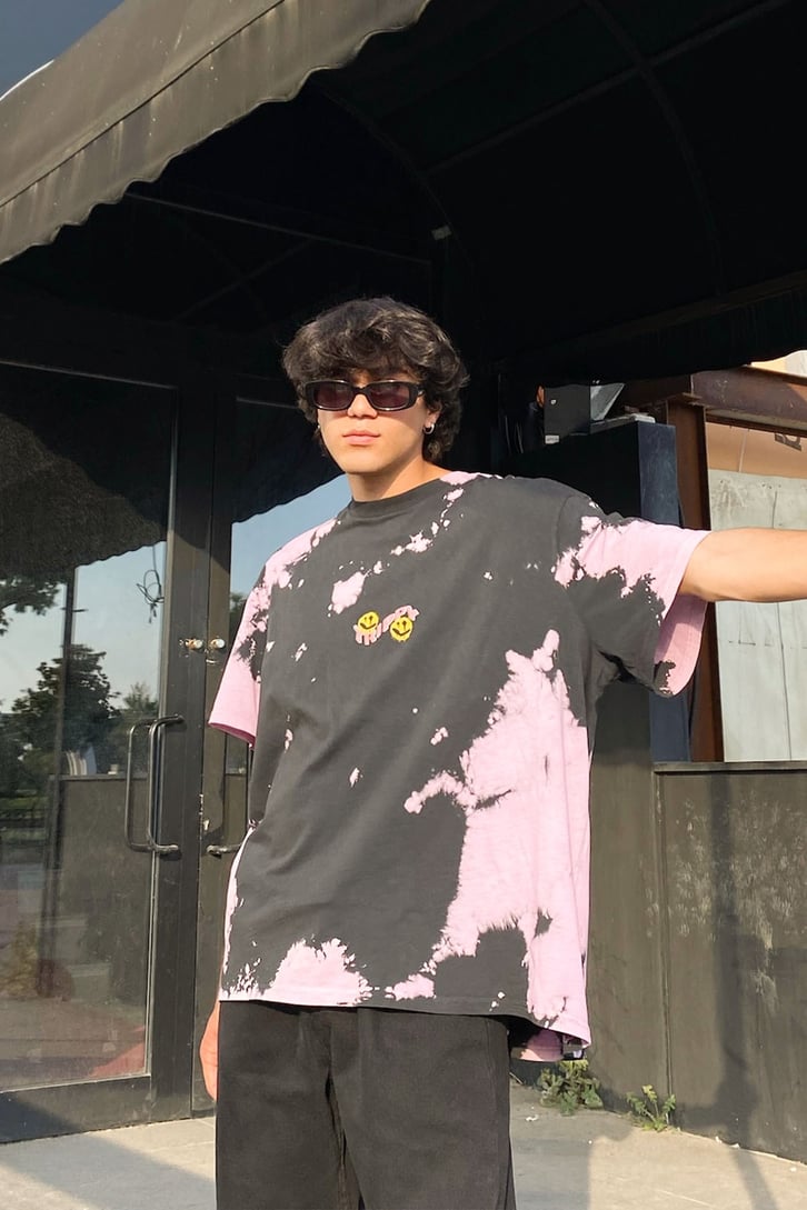 Trippy Batik Desen Lila Oversize Tshirt