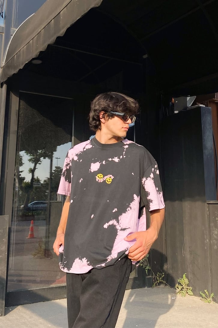 Trippy Batik Desen Lila Oversize Tshirt