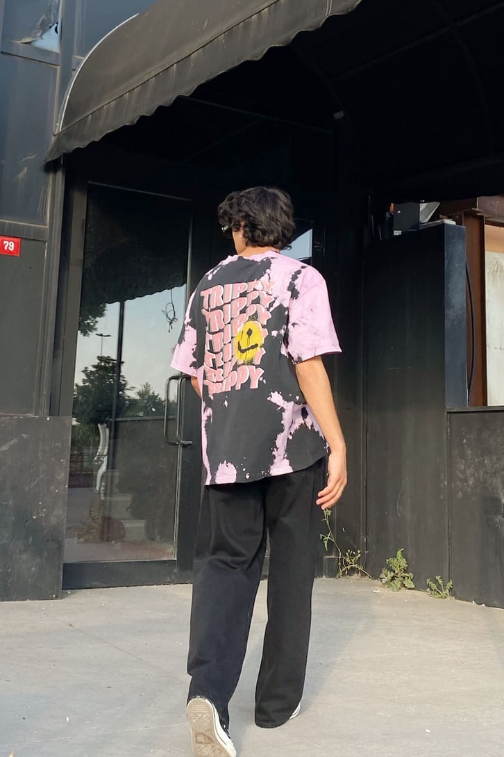 Trippy Batik Desen Lila Oversize Tshirt