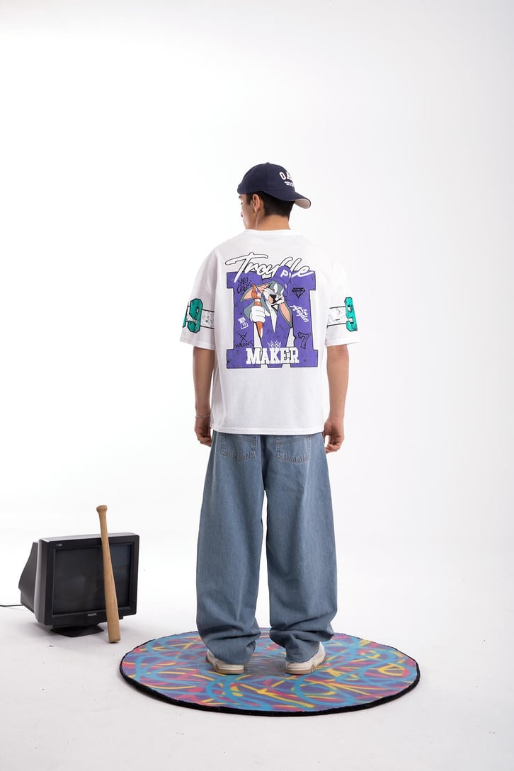 Troublemaker Baskılı Oversize Tshirt