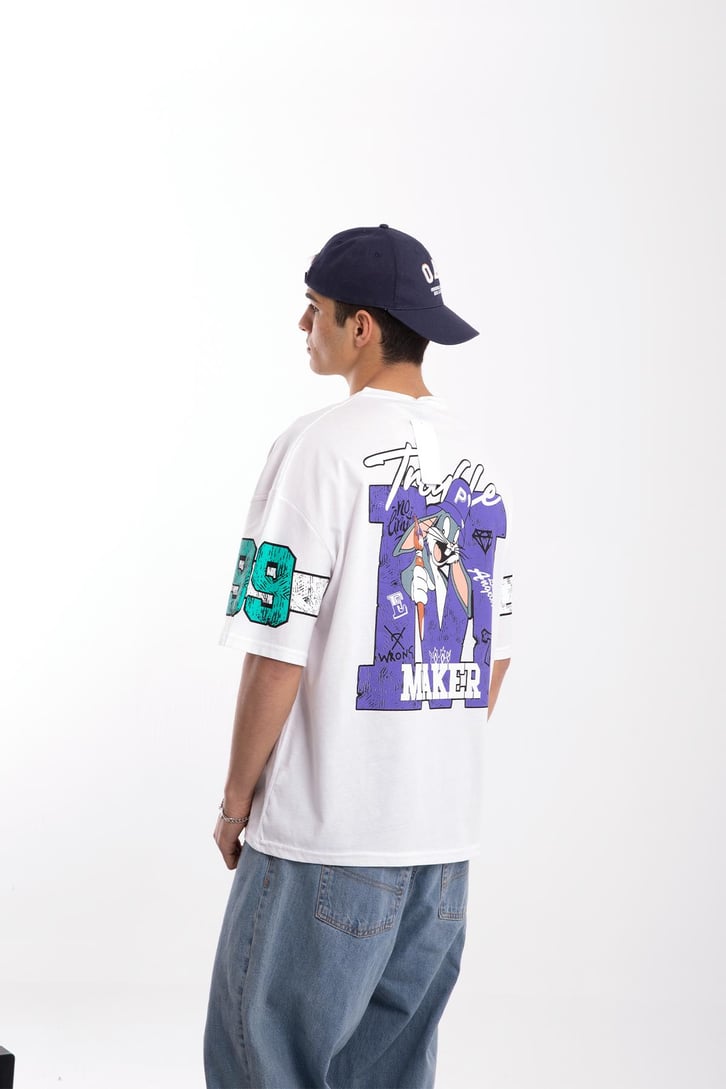 Troublemaker Baskılı Oversize Tshirt