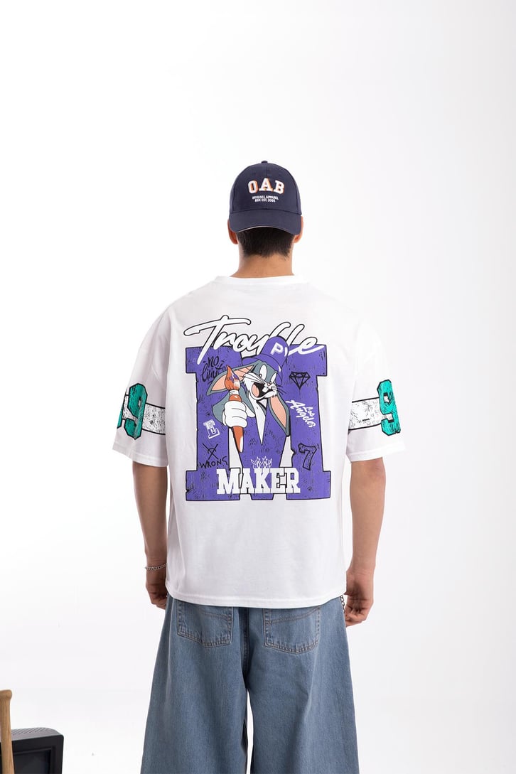 Troublemaker Baskılı Oversize Tshirt