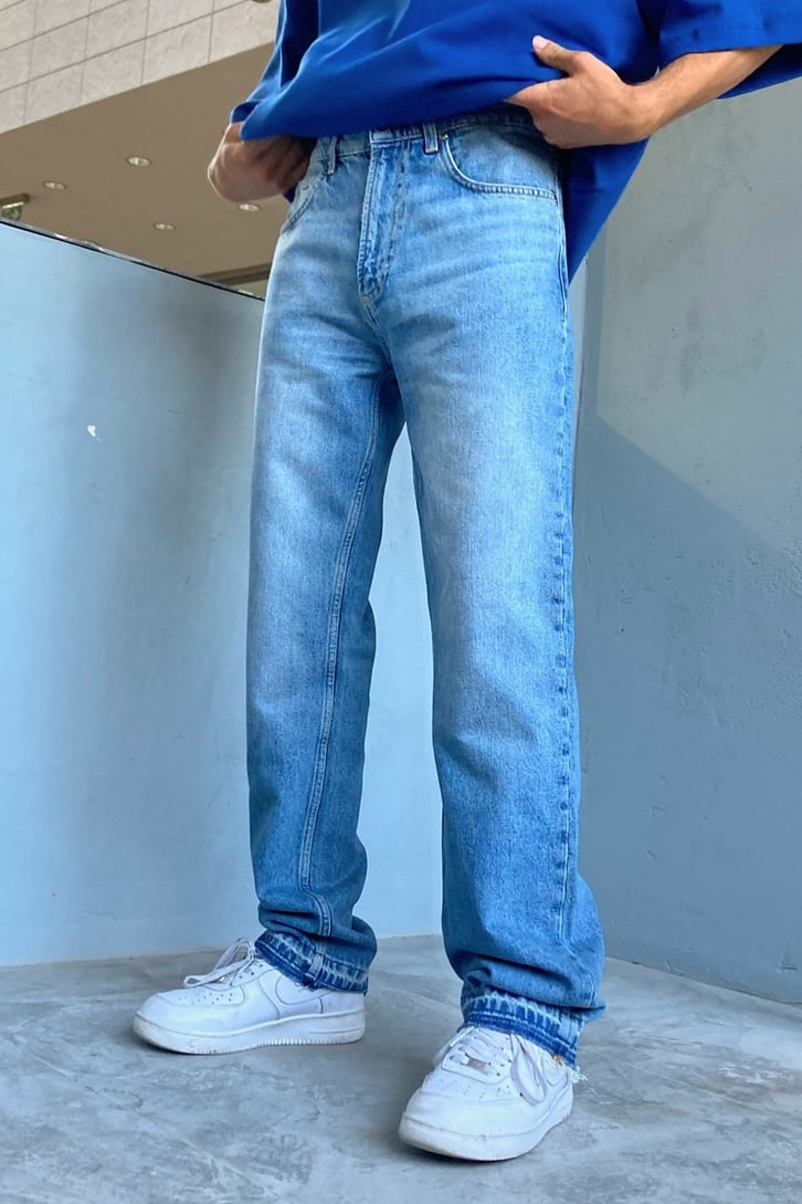 Trouser Detail Buz Mavi Baggy Jean