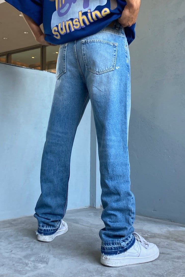 Trouser Detail Buz Mavi Baggy Jean